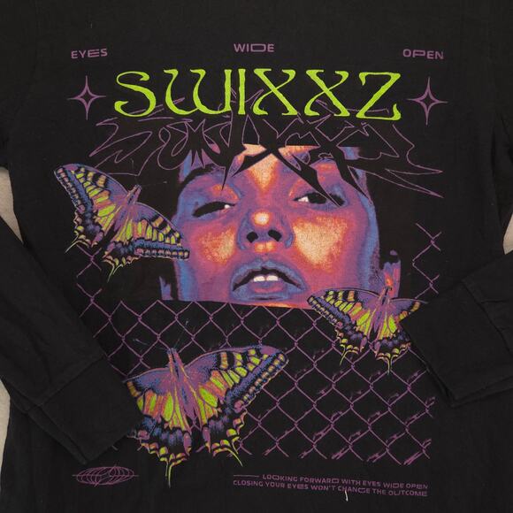 Swixxz Crew Neck Graphic Long Sleeve T Shirt Adult Mens Size Small S Black - Picture 4 of 9